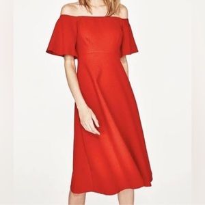 ZARA Off Shoulder Midi Dress